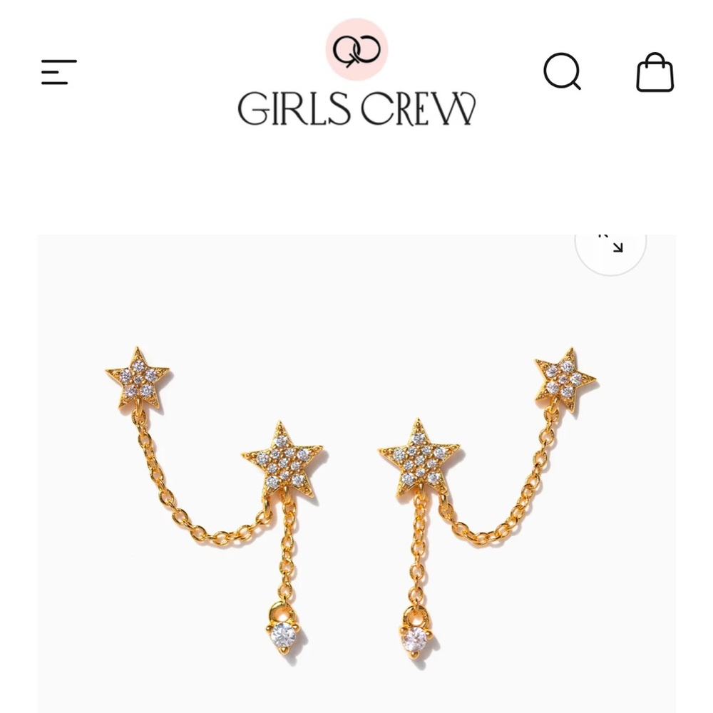 Girls Crew Stellar Connection Double Gold Star Earrings